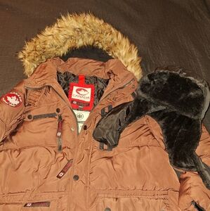Canada Goose Brown Parka with Fur Trim
